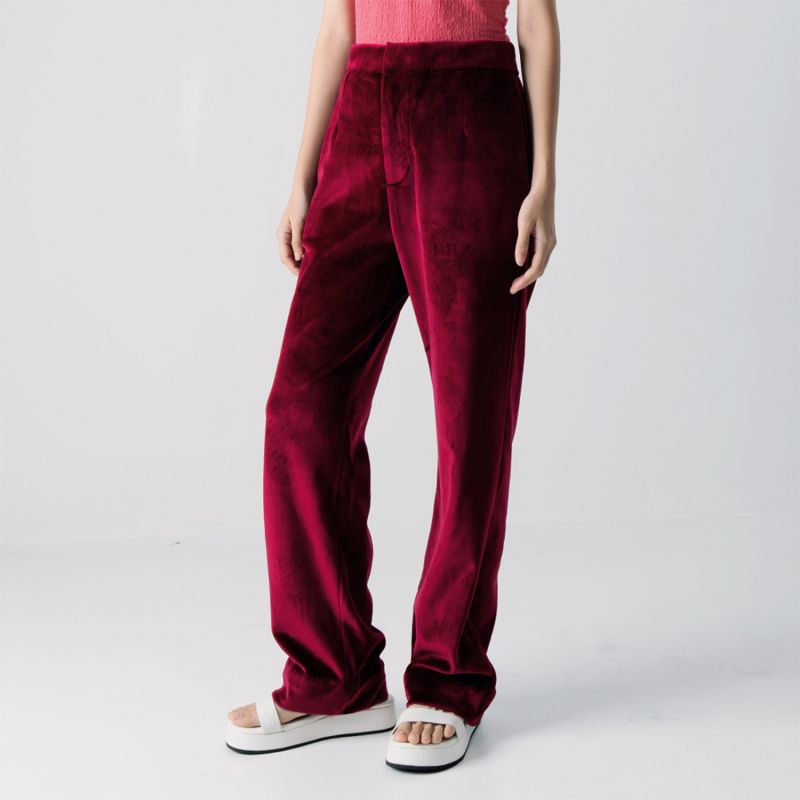 Ulla Maroon Velvet Long Pants image