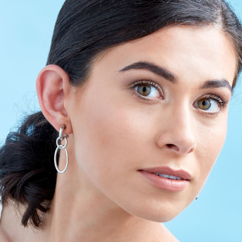 Platinum Double Hoop Clip On Earrings image