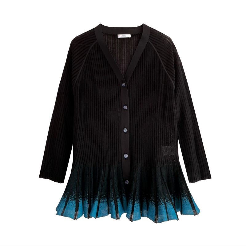 Ultra Light Summer Knit Flared Cardigan - Blue image