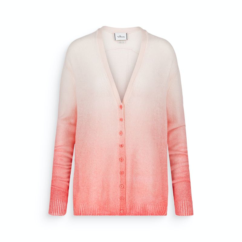 Ultrafine Gradient Cashmere Cardigan Coral image