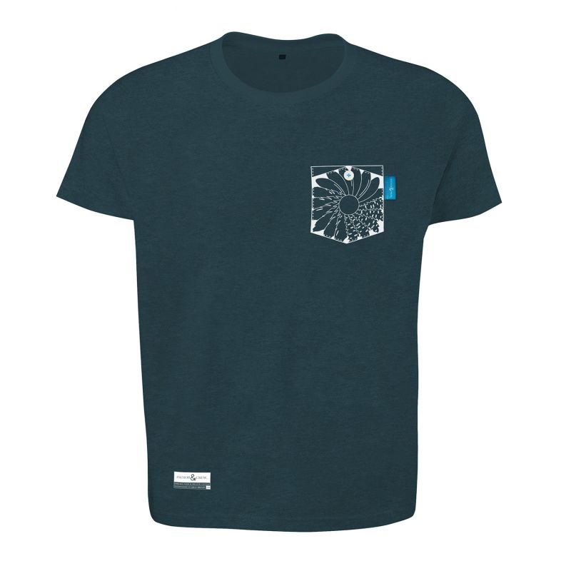 Steel Blue Explorer Print Organic Cotton T-Shirt Mens image