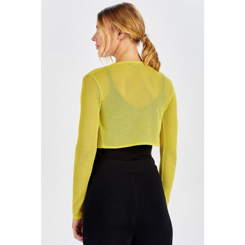 Butterfly Fishnet Knit Bolero In Yellow image