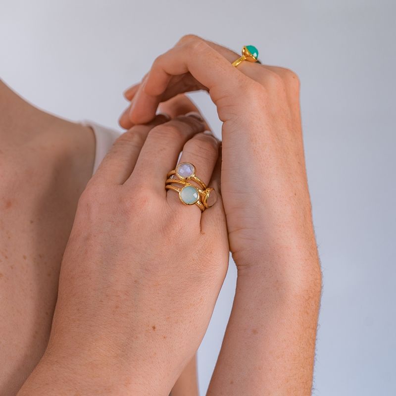 Estella Gold Stacking Ring With Chrysoprase image