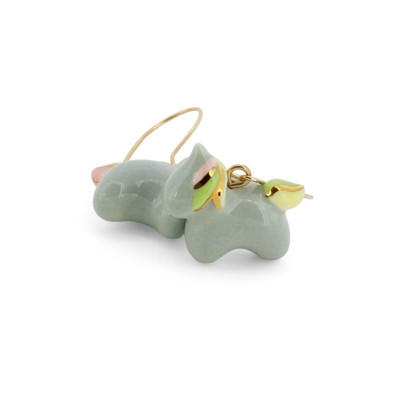 Unicorn Drop Earrings - Sage Green & Gold image