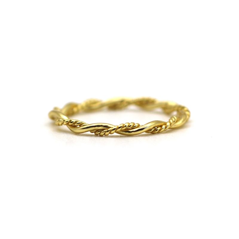 Unique Thin Rope Design Yellow Gold Ring image