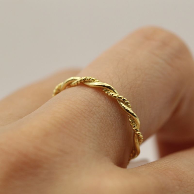 Unique Thin Rope Gold Ring, VicStoneNYC Fine Jewelry