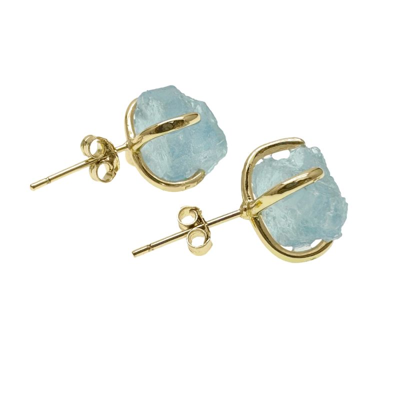 Unpolished Aquamarine Stone Stud Earrings image