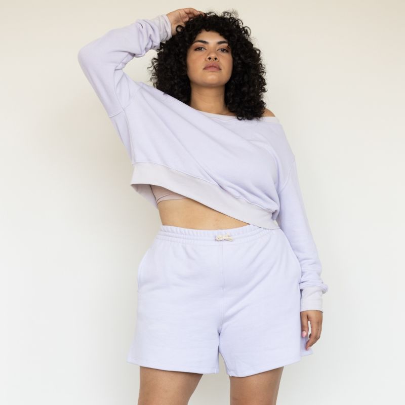 Untamed Off-Shoulder Cropped Sweatshirt - Lavender Sprig Purple image