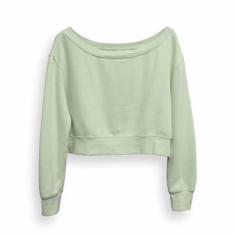 Untamed Off-Shoulder Cropped Sweatshirt - Reindeer Moss Green image