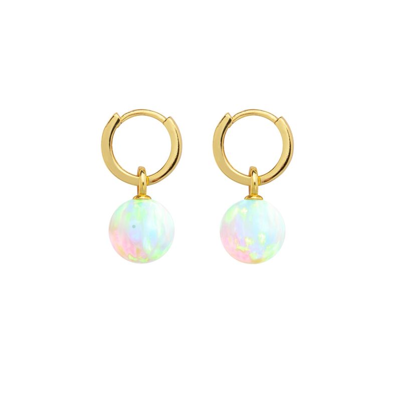 Sea Opal Hoop Earrings - Gold image