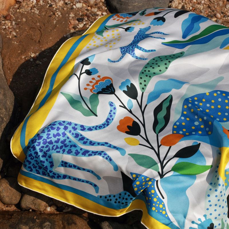 Silk Scarf Of Blue Leopards image