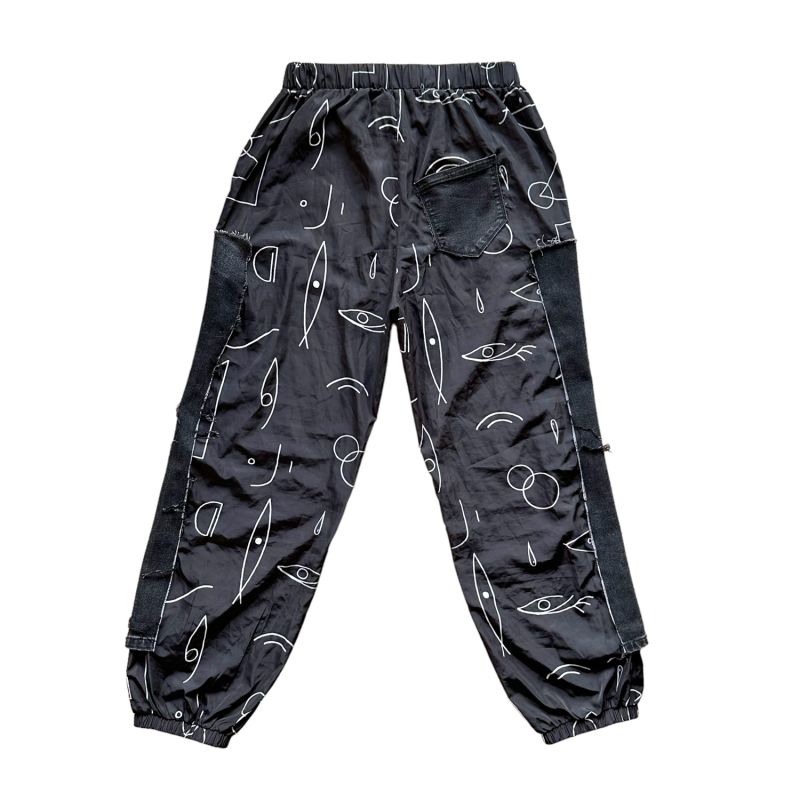 Upcycled Denim Panel Joggers - Black image