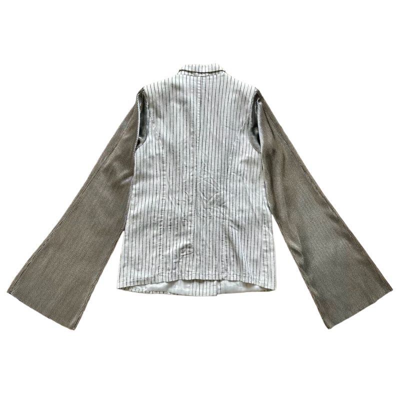 Upcycled Metallic Statement Sleeve Blazer - White & Silver image