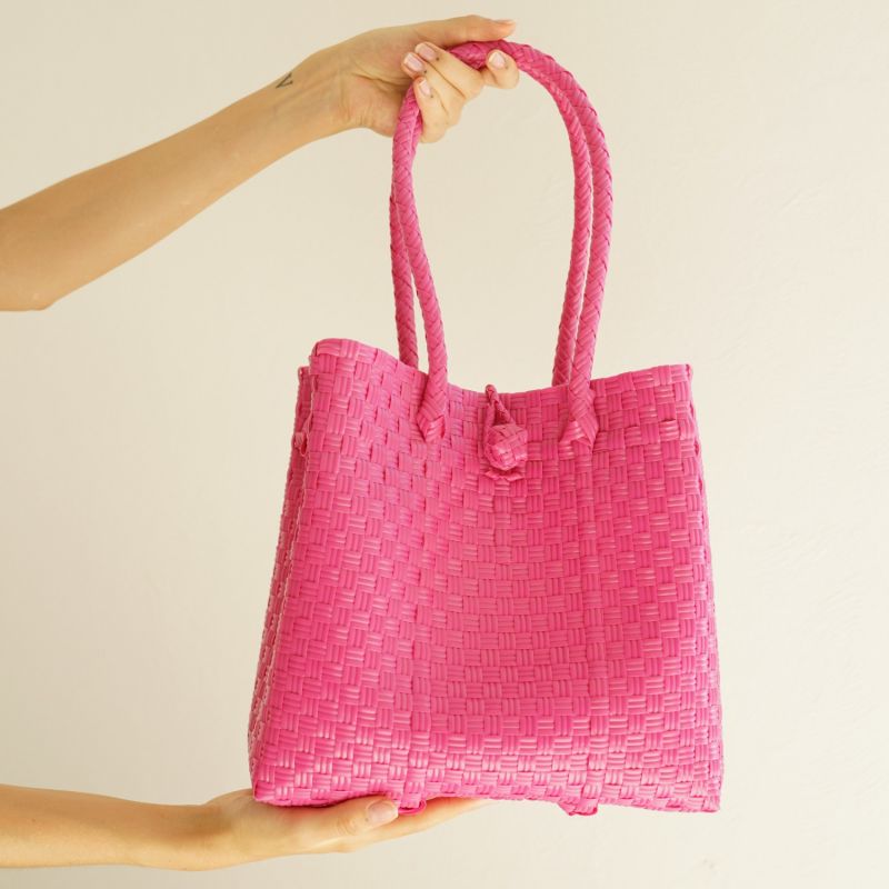 Darla Recycled Plastic Woven Tote - Magenta image