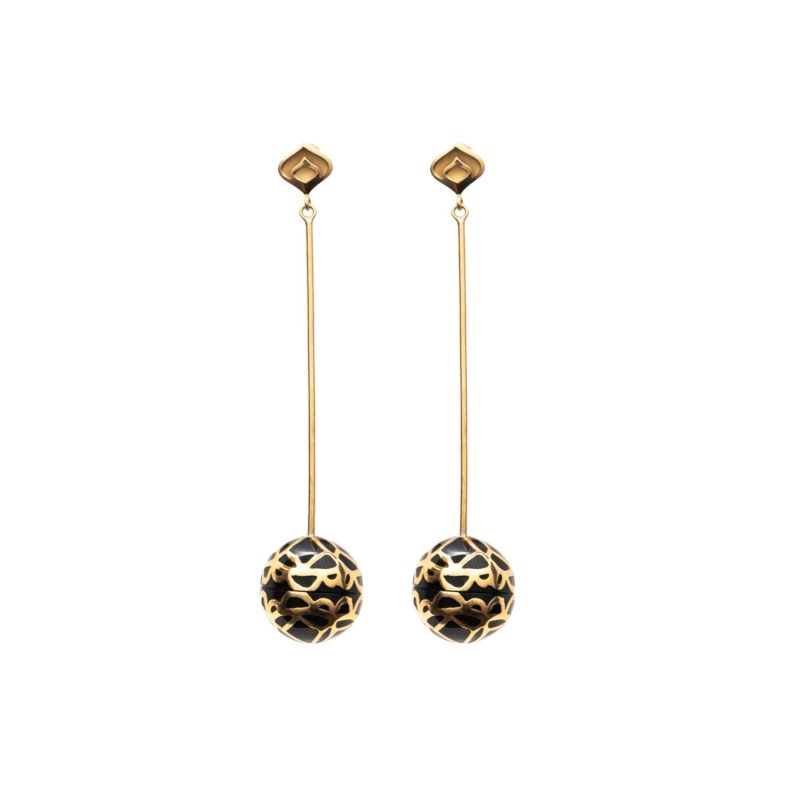 Signature Gold Sphere Onyx Resin Dangle Earrings image