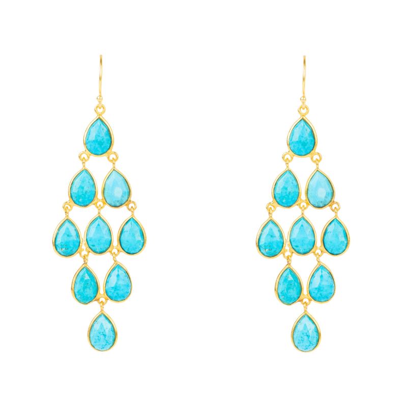 Erviola Gemstone Cascade Earrings Gold Turquoise image