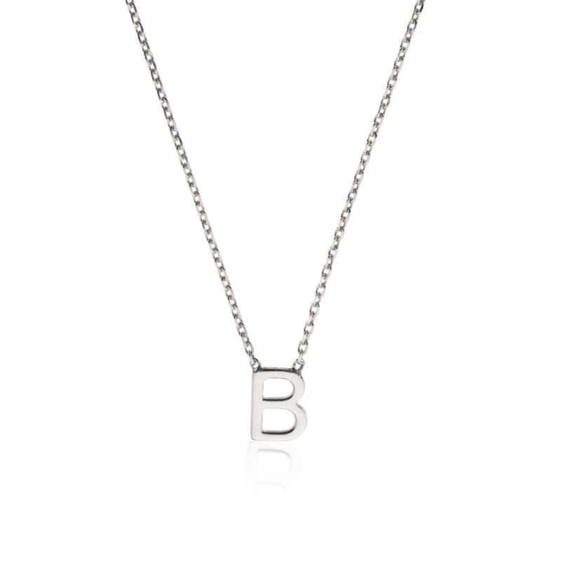 Solid White Gold Miniature Initial Letter Necklace image