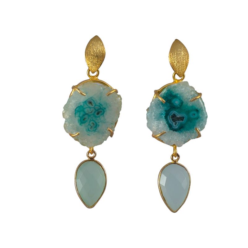 Aqua Double Drop Cocktail Earrings image