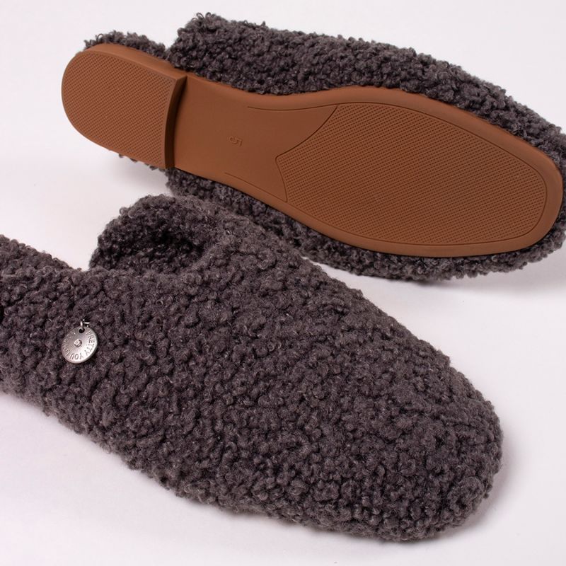 Carla Indoor Outdoor Mule Slippers In Charcoal image