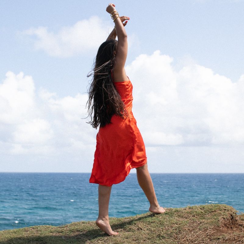 The Prairie Sundrop Slip Dress - Orange Poppy image