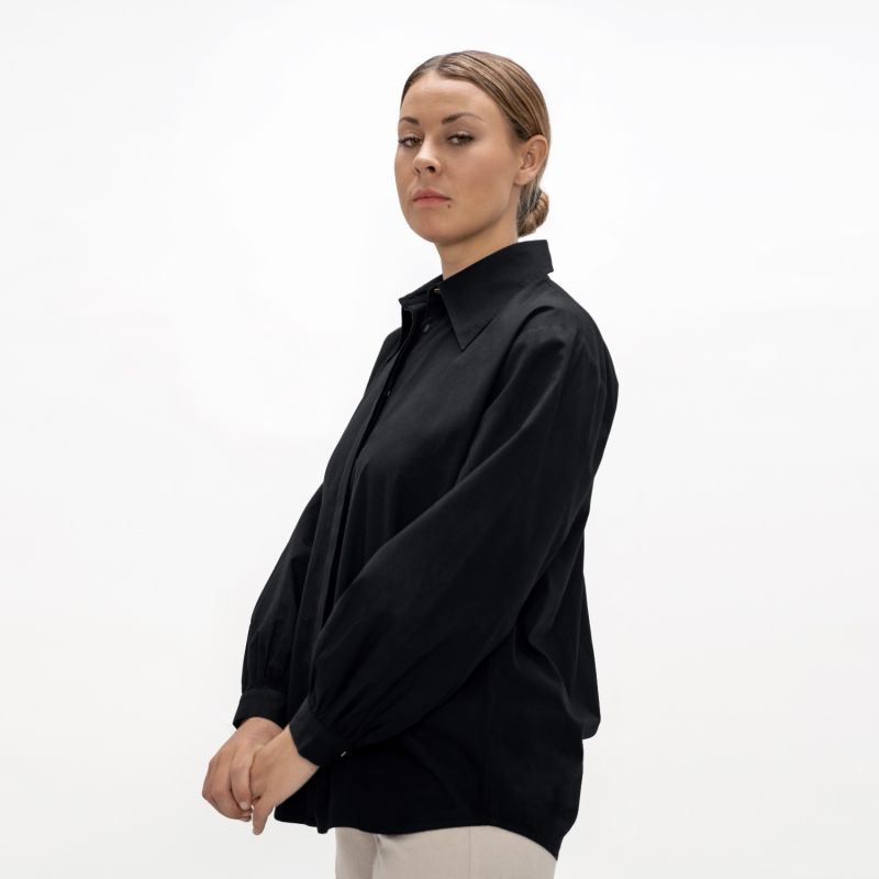 Prague Organic Cotton Poplin Collar Shirt In Eclipse Black image