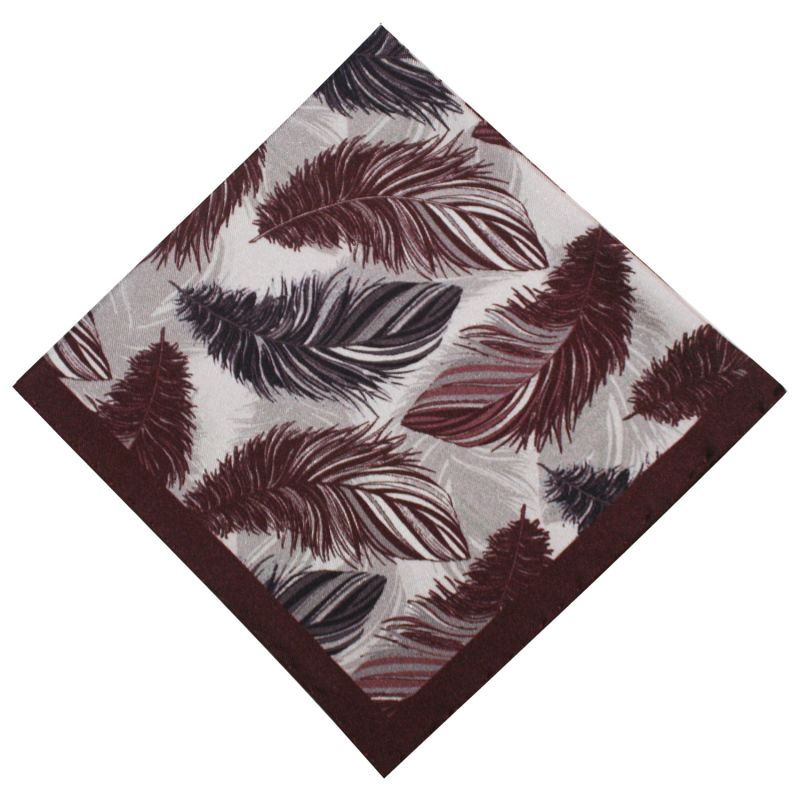 The Feather Pocket Square Maroon image