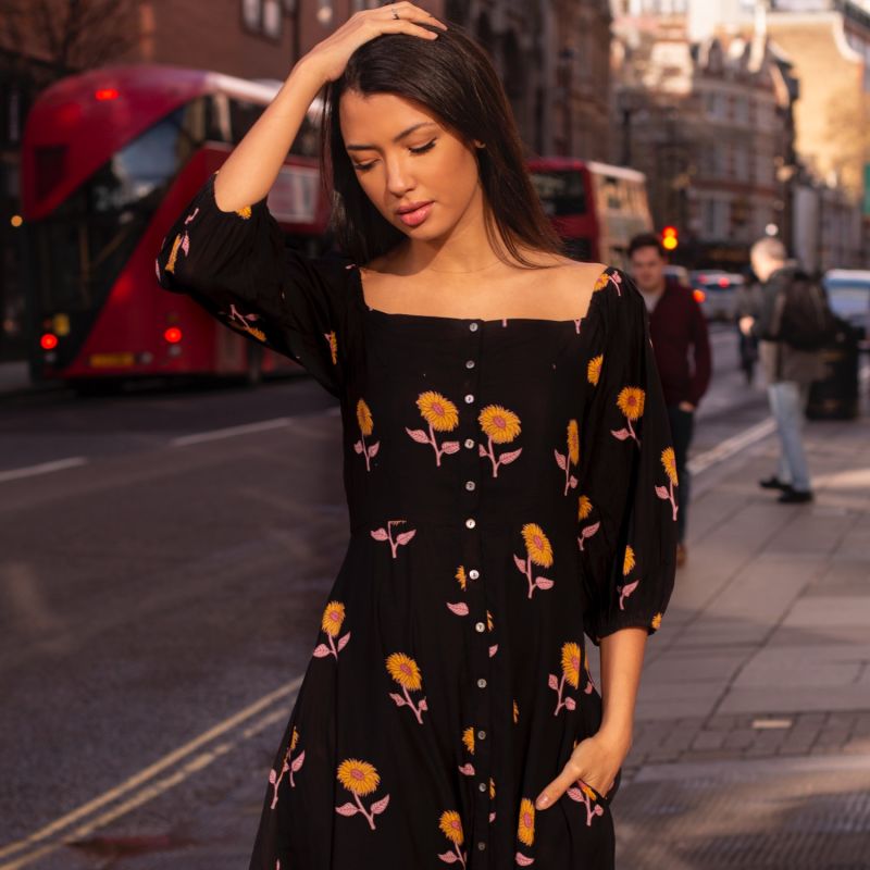 Sunflower Buttoned Dress image