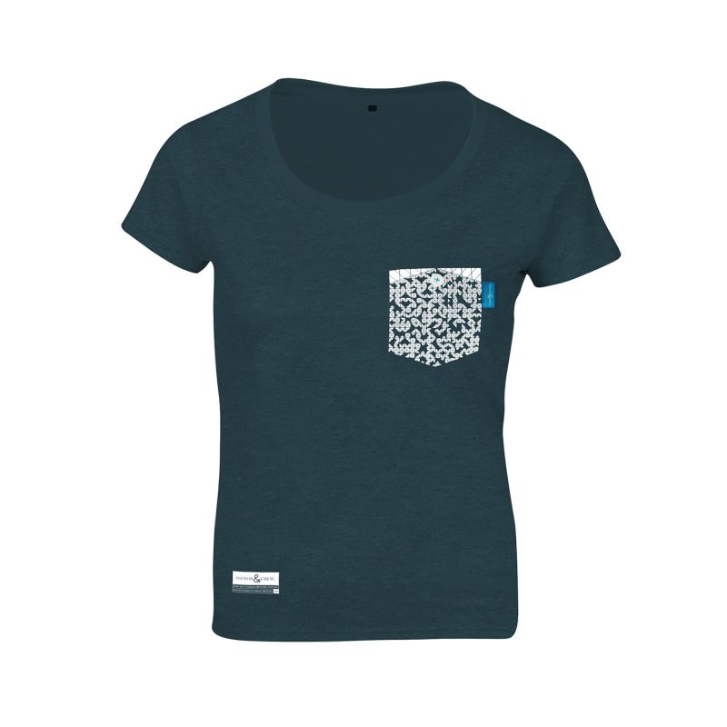 Steel Blue Organic Cotton Digit Print T-Shirt (Womens) image