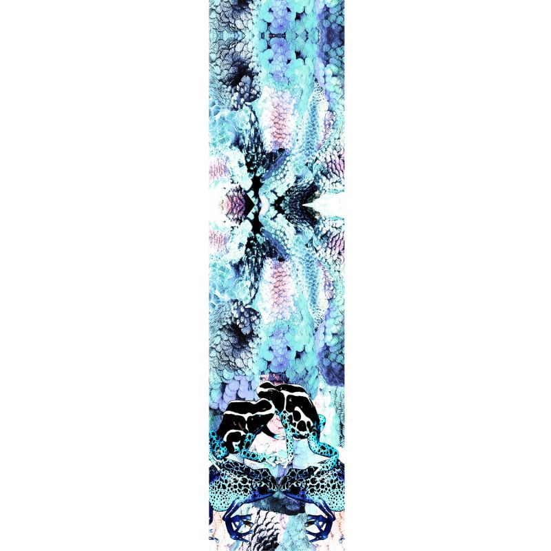 Frogs & Feathers Aqua Skinny Silk Scarf image