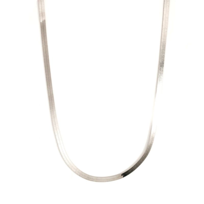 Herringbone Chain Silver Choker Necklace image