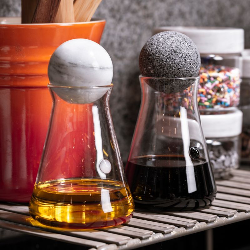 Oil and Vinegar Containers with Marble and Lava Stone Lid image