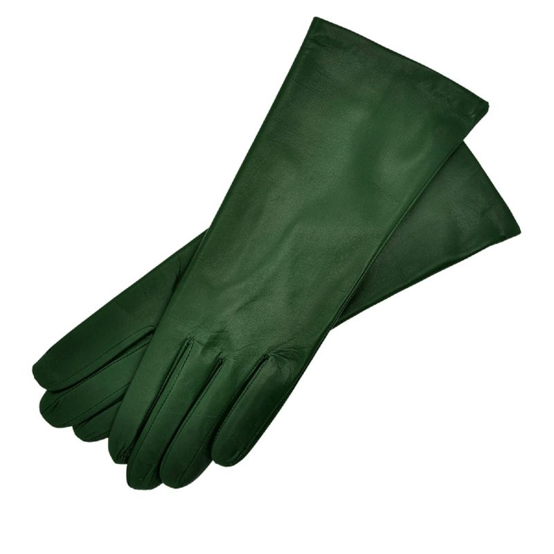 Marsala - Women's Minimalist Leather Gloves in Olive Green Nappa Leather image