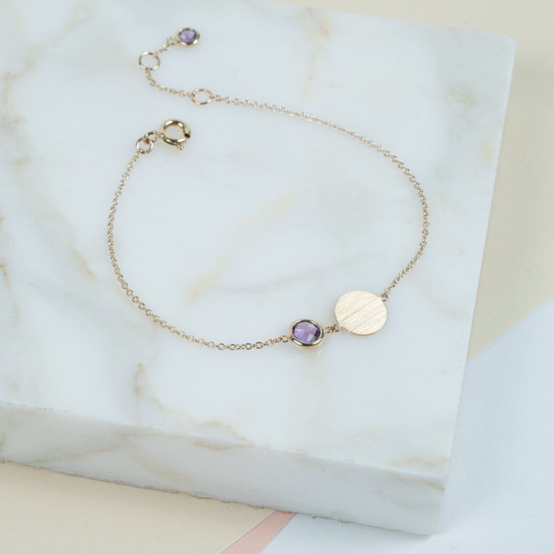 Bali 9Ct Gold February Birthstone Bracelet Amethyst image