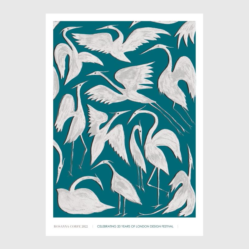 A3 Ldf Limited Edition Herons Print - Blue & Green image