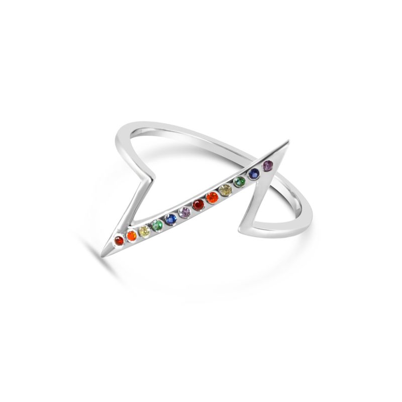 Rainbow Breakline Ring Silver image