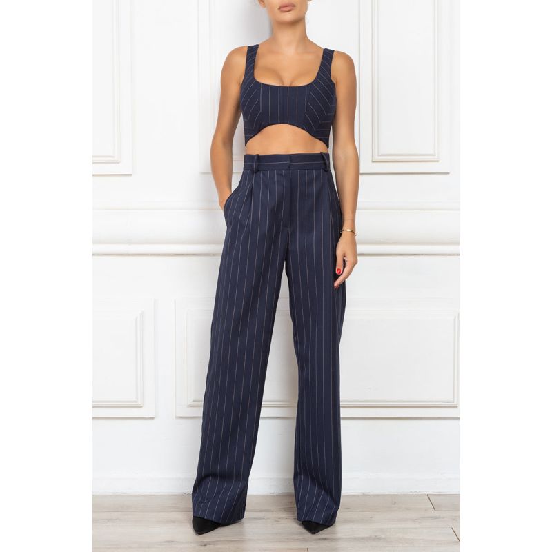 Pinstripe Wide Leg Pants