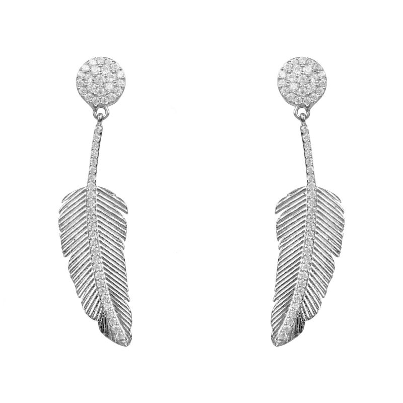 Angelic Feather Drop Earrings Silver image