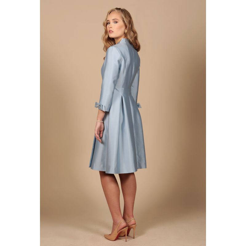 'Astor' 100% Wool & Silk Dress Coat In Blu image