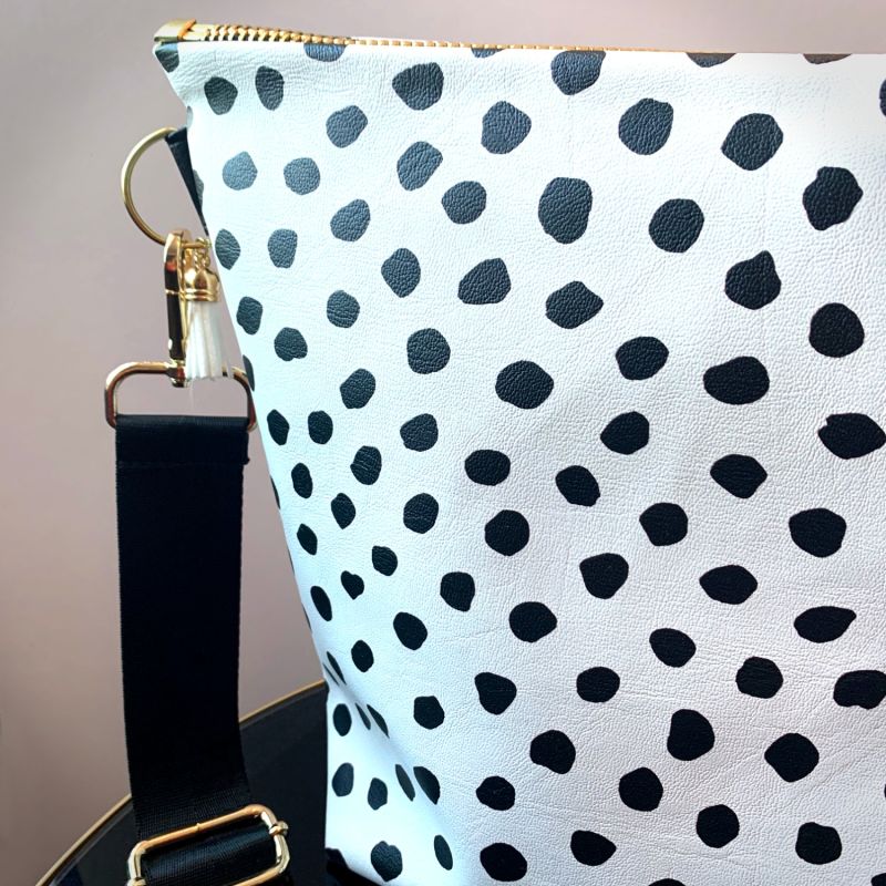 White & Black Spot Vegan Handbag image