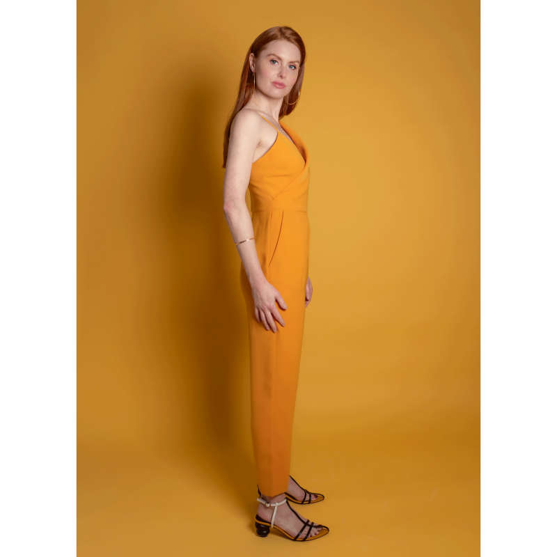 Peak Lapel Tailored Jumpsuit - Yellow & Orange image