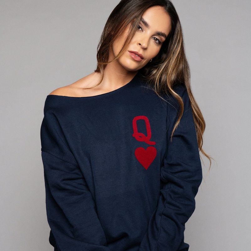 Queen Of Hearts Oversized Jumper In Navy image