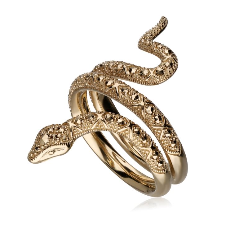 Gold Plated Marcasite Snake Wrap Ring image
