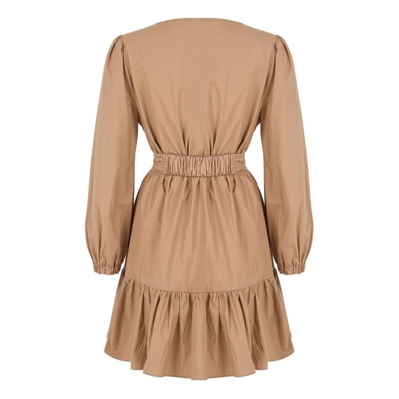 Beige Ruffled Poplin Dress image