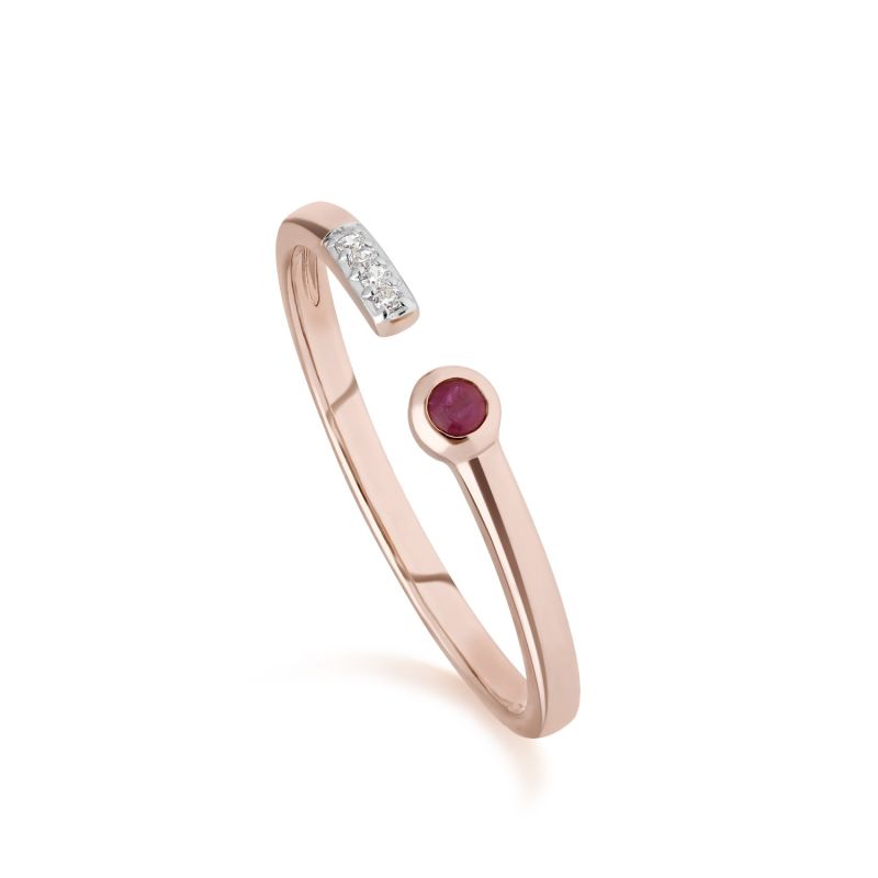 Diamond & Ruby Open Ring In Rose Gold image