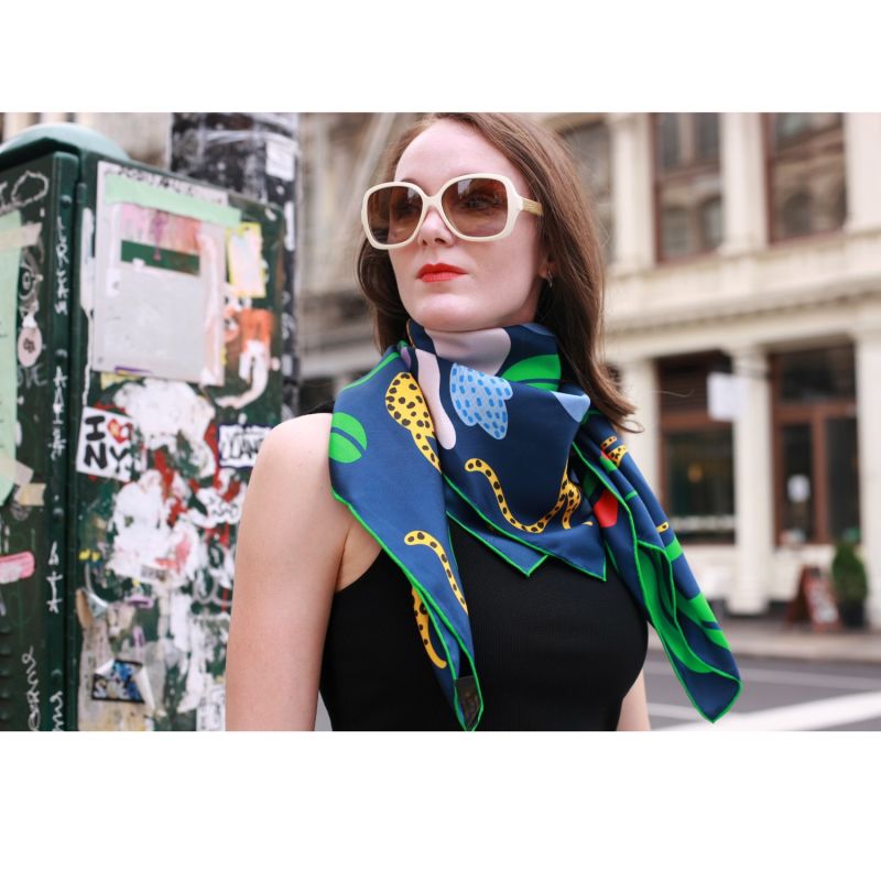 Double Sided Silk Scarf Of Jungle Night image