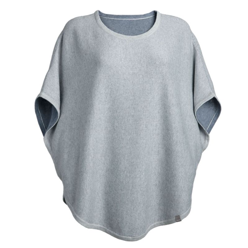 Flora Cotton Cashmere Reversible Poncho Grey & Pebble image