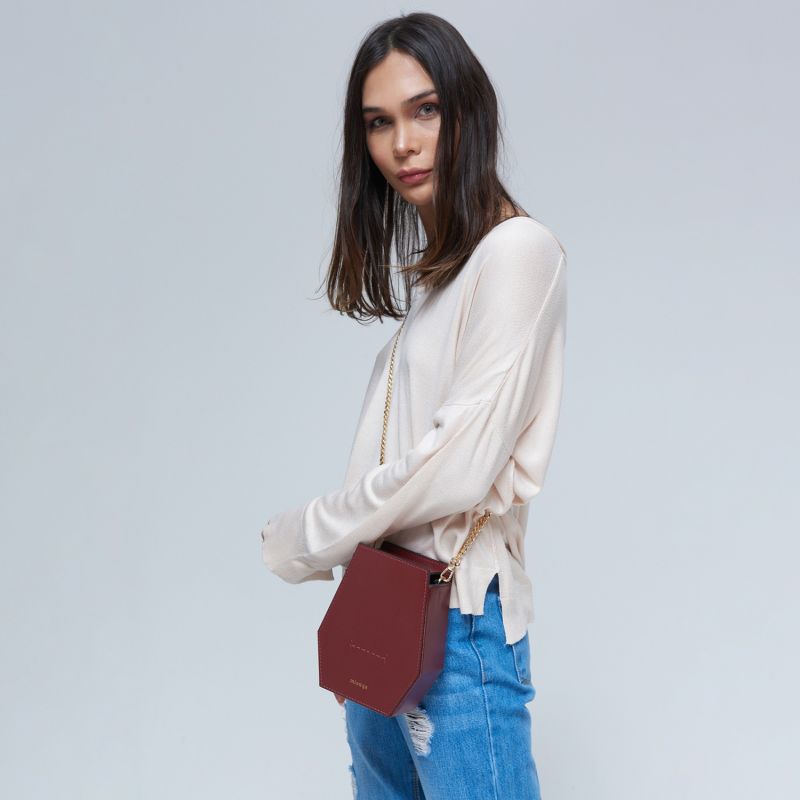 Vegan Cactus Leather Crossbody Bag - Red image