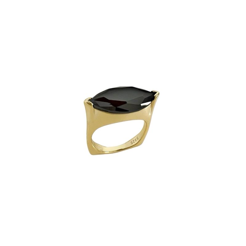 Selene Black Crystal Marquise Gold Ring image