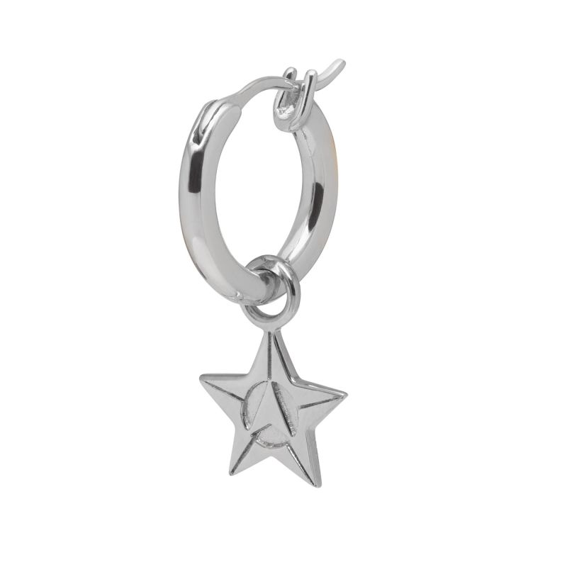 Logo Star Hoop Earring In Silver image