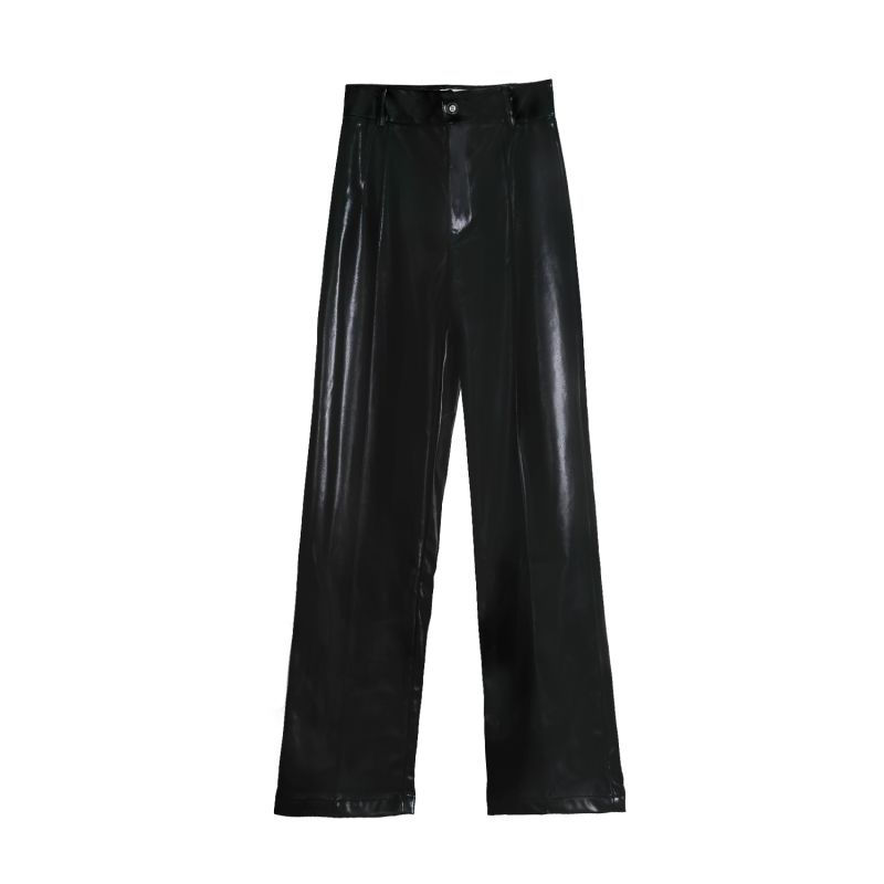 Vay Black Faux Leather Pants image